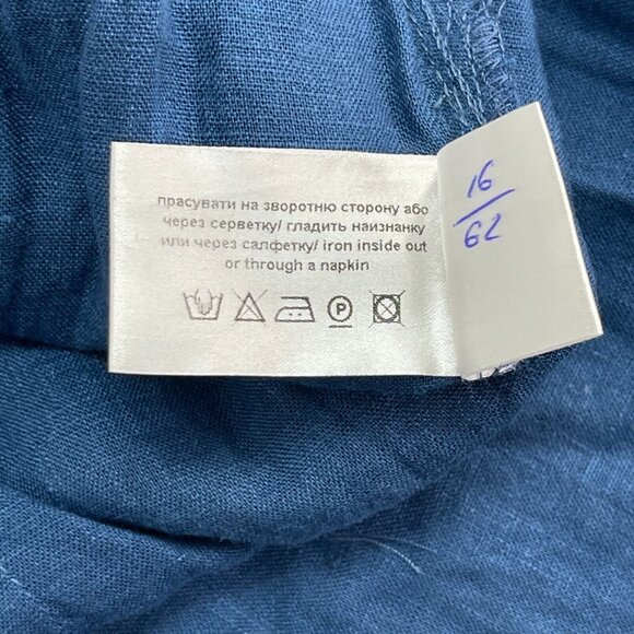 Slobozhanka Embroidered Chambray Top Size Large USA 14 Blue Tasseled Long Sleeve - Picture 6 of 7